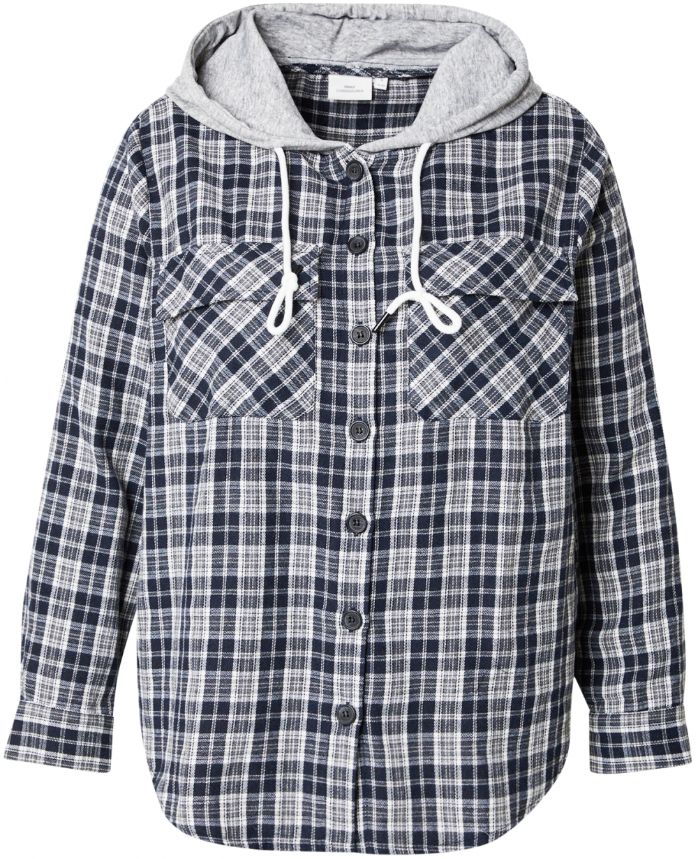 ONLY Carmakoma Prechodná bunda 'CARSLOPE'  tmavomodrá / sivá / biela