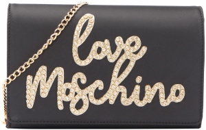 Love Moschino Listová kabelka  zlatá / čierna / priehľadná