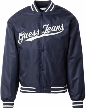 GUESS JEANS Prechodná bunda  námornícka modrá / biela