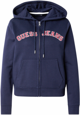 GUESS JEANS Tepláková bunda  námornícka modrá / tmavočervená / biela
