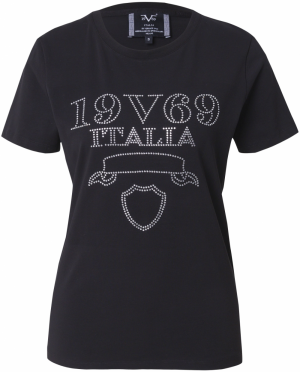19V69 ITALIA Tričko 'Bella'  čierna / strieborná