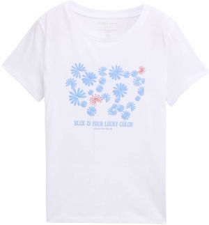 TOM TAILOR DENIM Tričko  nebesky modrá / červená / biela