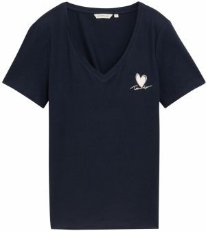 TOM TAILOR Tričko  námornícka modrá / biela