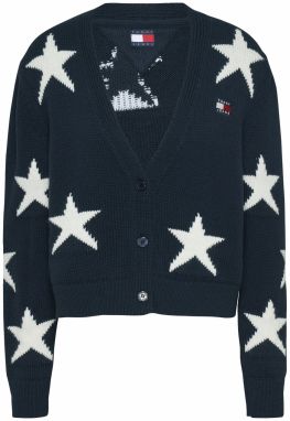 Tommy Jeans Kardigán  námornícka modrá / biela