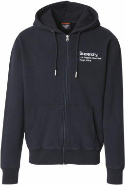 Superdry Tepláková bunda  čierna / biela