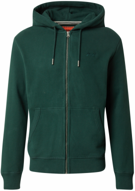 Superdry Tepláková bunda 'ESSENTIAL'  tmavozelená