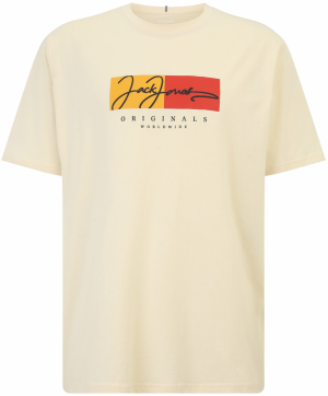 Jack & Jones Plus Tričko 'JORFrederiksberg'  krémová / oranžová / homárová / čierna