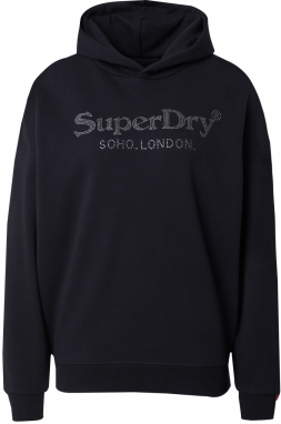 Superdry Mikina 'VENUE METALLIC'  čierna / strieborná