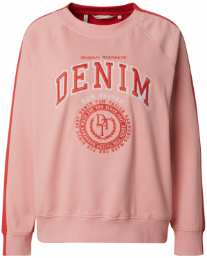 TOM TAILOR DENIM Mikina  tmavooranžová / rosé / biela