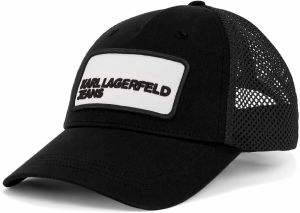 KARL LAGERFELD JEANS Čiapka ' NETZSTOFF-KAPPE MIT KLJ-LOGO '  čierna / biela