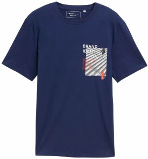 TOM TAILOR DENIM Tričko  tmavomodrá / sivá / homárová / biela