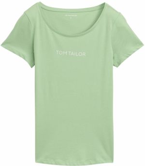 TOM TAILOR Tričko  svetlozelená / šedobiela