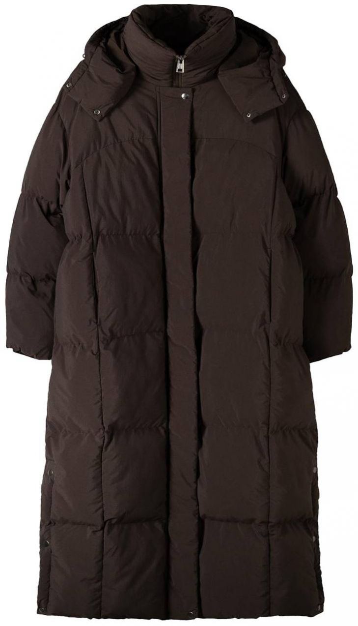 Bershka Zimný kabát  tmavohnedá