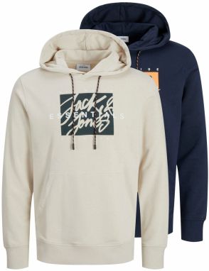 JACK & JONES Mikina 'JJCOLTON'  tmavomodrá / oranžová / šedobiela