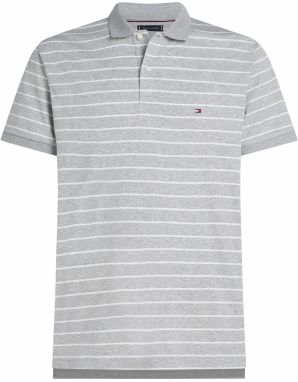 TOMMY HILFIGER Tričko  sivá melírovaná / biela