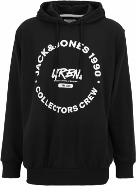 Jack & Jones Plus Mikina  čierna / biela