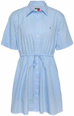 Tommy Jeans Košeľové šaty  svetlomodrá / biela