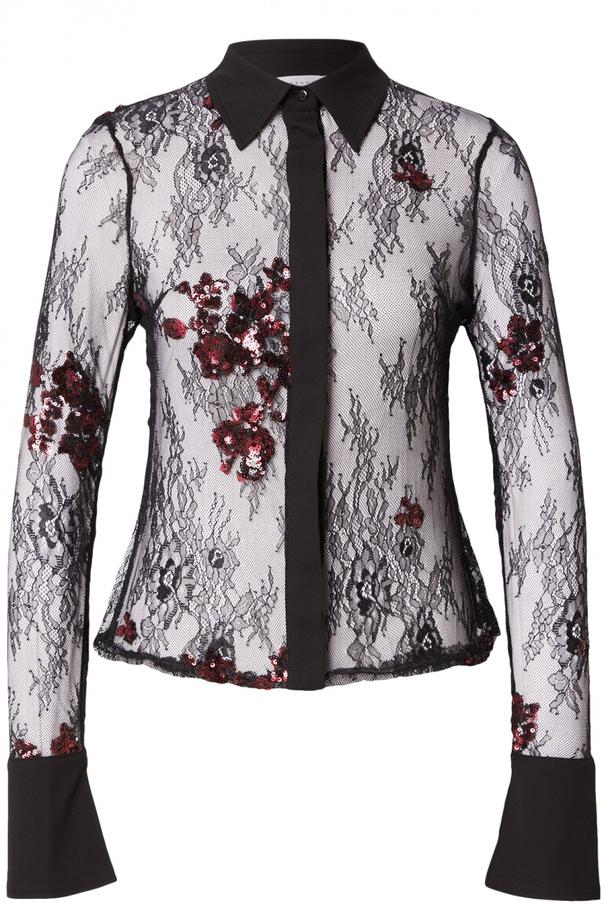 TOPSHOP Blúzka  tmavoružová / čierna