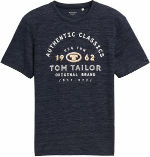 TOM TAILOR Tričko  béžová / tmavomodrá / biela