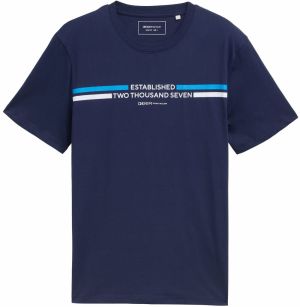 TOM TAILOR DENIM Tričko  nebesky modrá / tmavomodrá / šedobiela