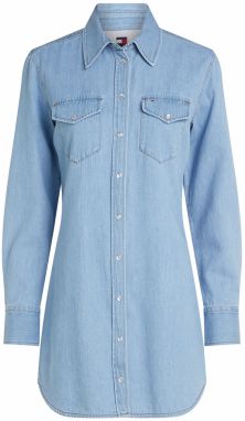 Tommy Jeans Košeľové šaty  modrá denim