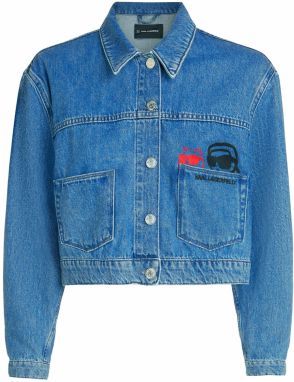 Karl Lagerfeld Prechodná bunda  modrá denim / ružová / čierna