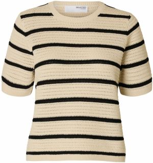 SELECTED FEMME Sveter 'SLFVINNA'  béžová / čierna