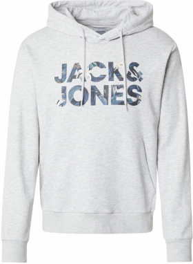 JACK & JONES Mikina 'JJEBryan'  námornícka modrá / čierna / biela melírovaná