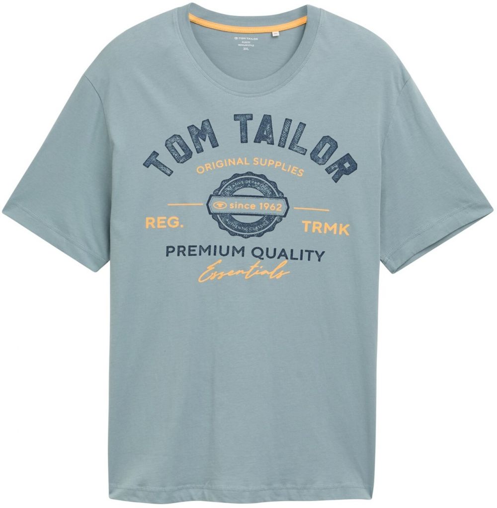 TOM TAILOR Men + Tričko  tyrkysová / tmavomodrá / svetlooranžová