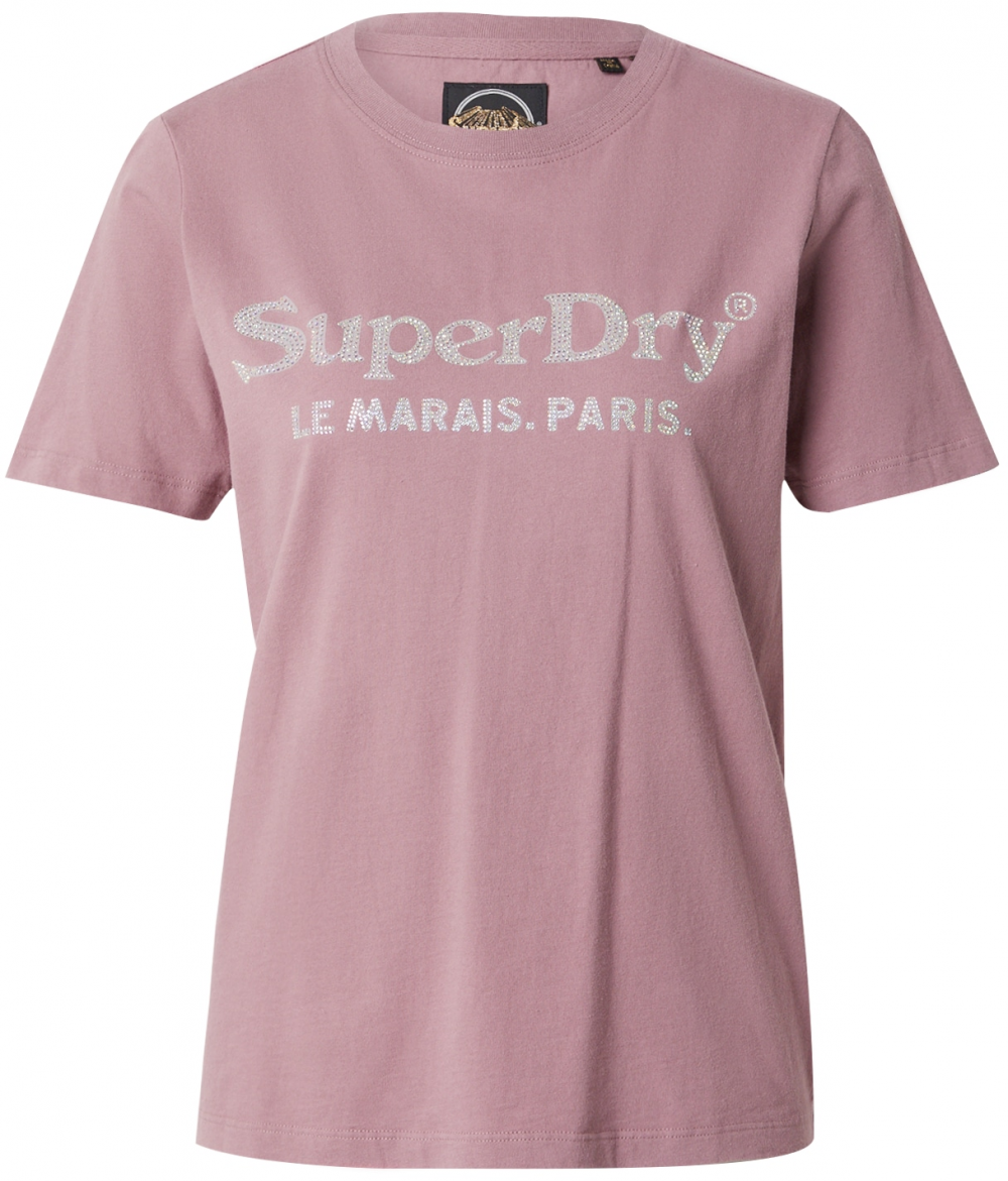 Superdry Tričko 'VENUE'  sivá / svetlofialová