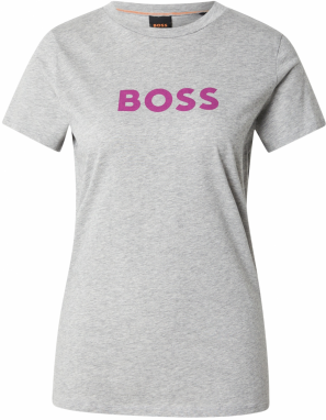 BOSS Tričko 'Elogo 5'  sivá melírovaná / fialová