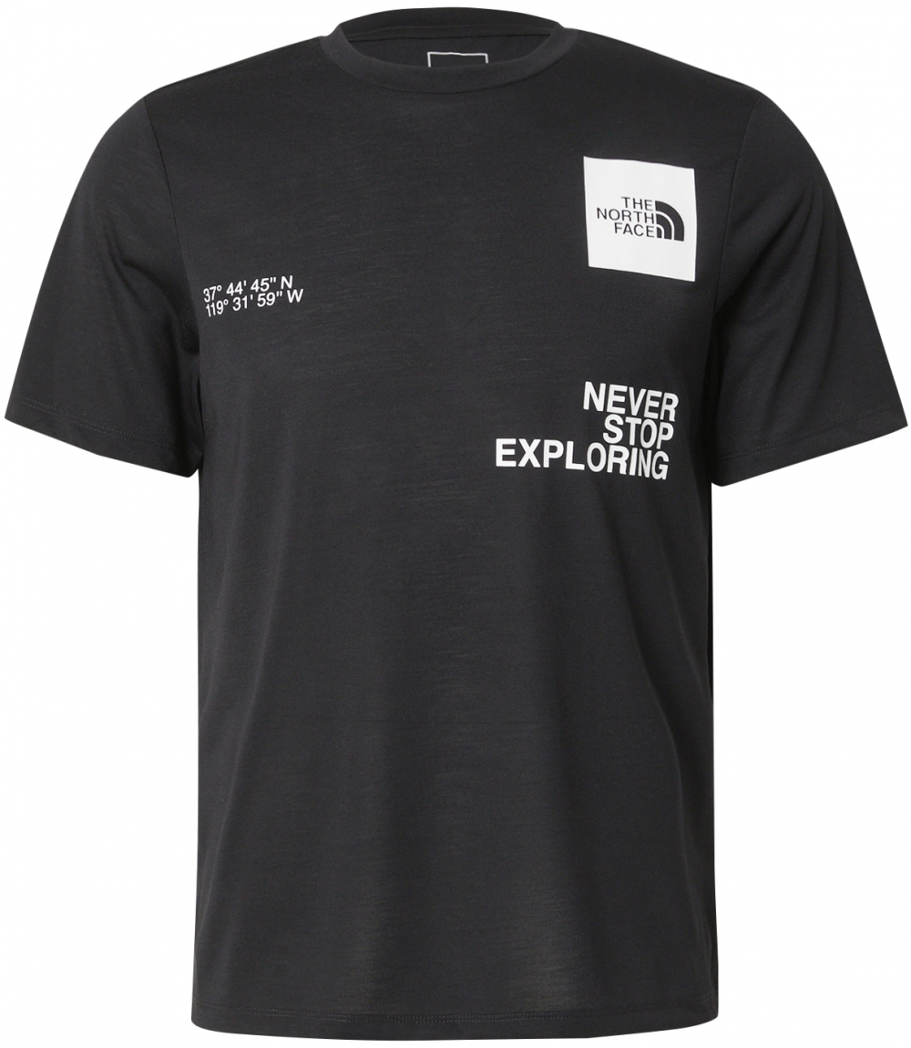 THE NORTH FACE Funkčné tričko 'MOUNTAIN FOUNDATION COORDINATES'  čierna / biela