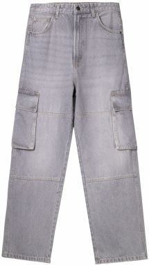 Bershka Rifľové kapsáče  sivý denim