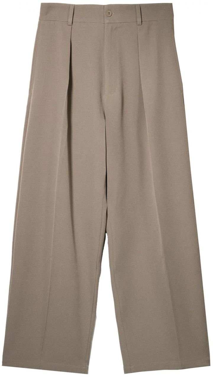 Bershka Plisované nohavice  tmavobéžová