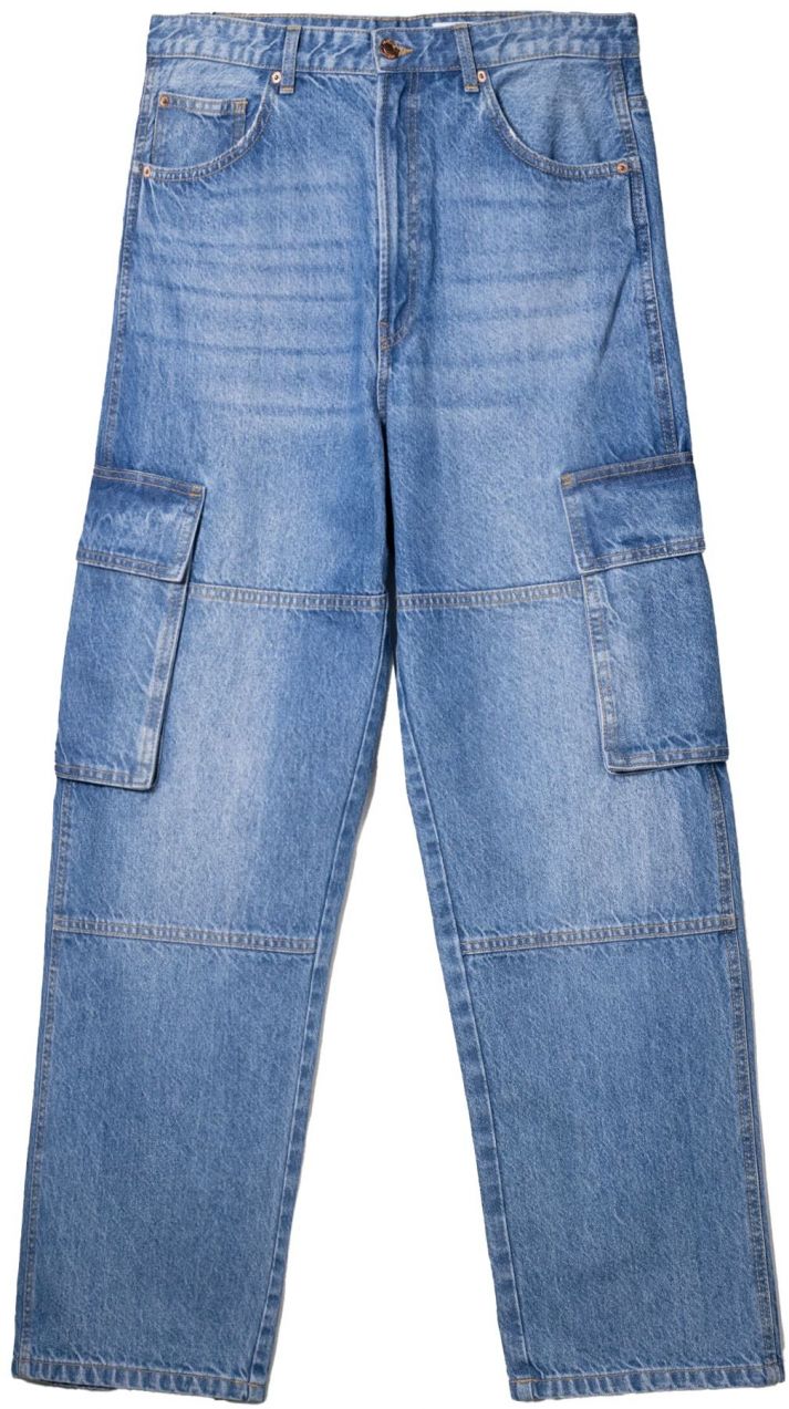 Bershka Rifľové kapsáče  modrá denim