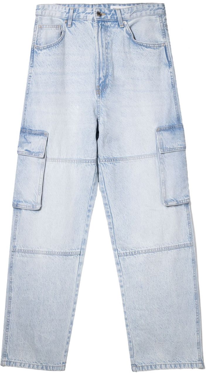 Bershka Rifľové kapsáče  modrá denim