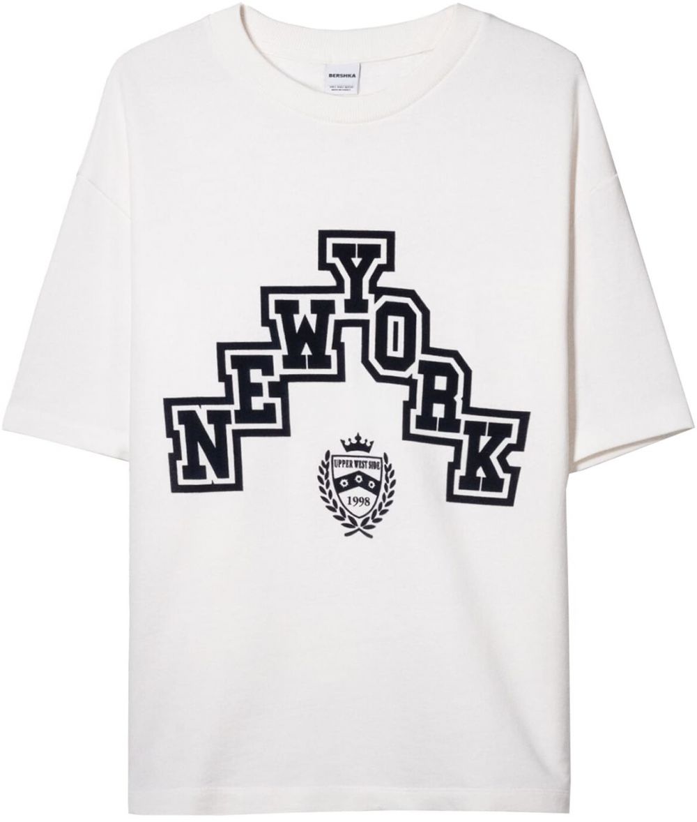 Bershka Tričko  čierna / biela