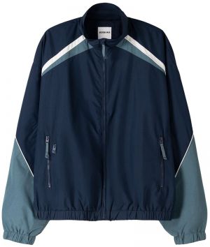 Bershka Prechodná bunda  dymovo modrá / tmavomodrá / biela