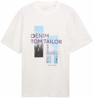 TOM TAILOR DENIM Tričko  svetlomodrá / farba lesného ovocia / čierna / šedobiela