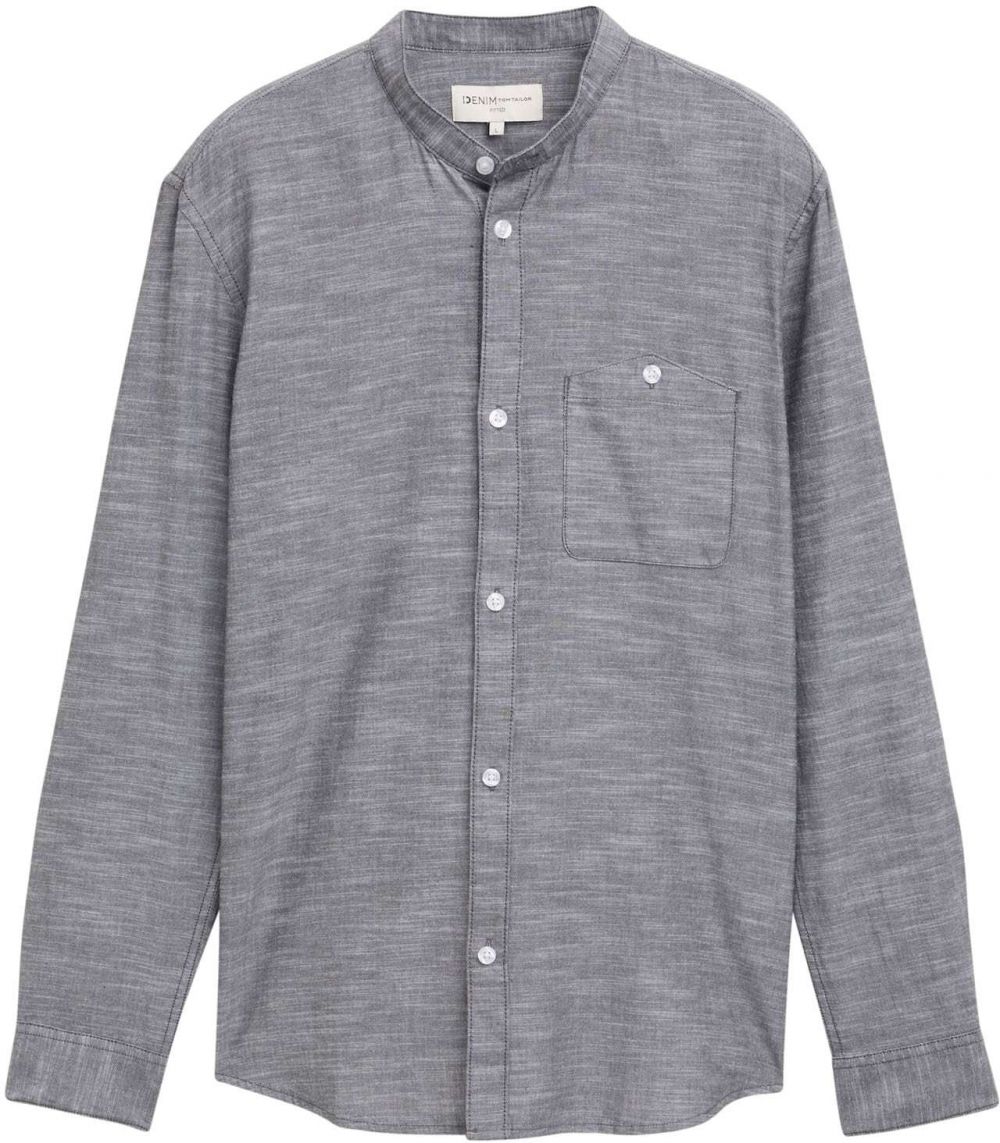 TOM TAILOR DENIM Košeľa  sivá melírovaná