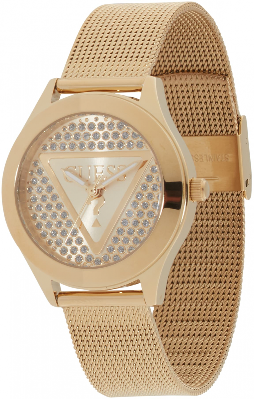 GUESS Analógové hodinky 'Glitz Plaque'  zlatá