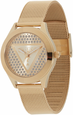 GUESS Analógové hodinky 'Glitz Plaque'  zlatá
