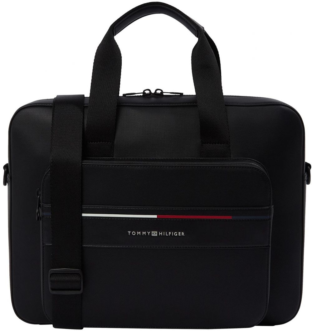 TOMMY HILFIGER Taška na notebook 'FOUNDATION'  červená / čierna / šedobiela