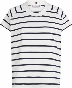 TOMMY HILFIGER Tričko  tmavomodrá / biela