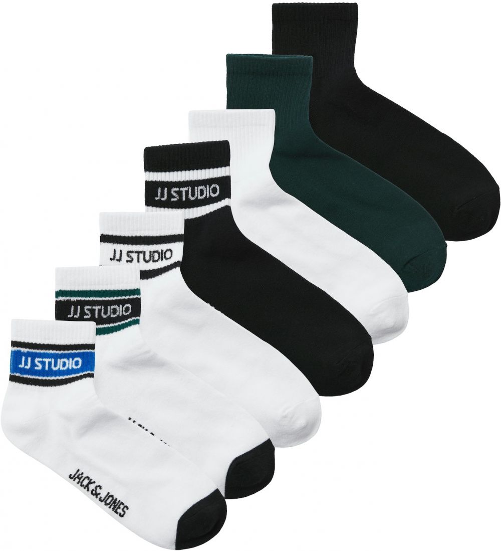 JACK & JONES Ponožky 'JACHUGH'  jedľová / čierna / biela