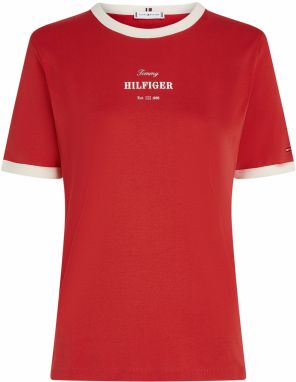 TOMMY HILFIGER Tričko  červená / šedobiela