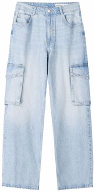 Bershka Rifľové kapsáče  modrá denim