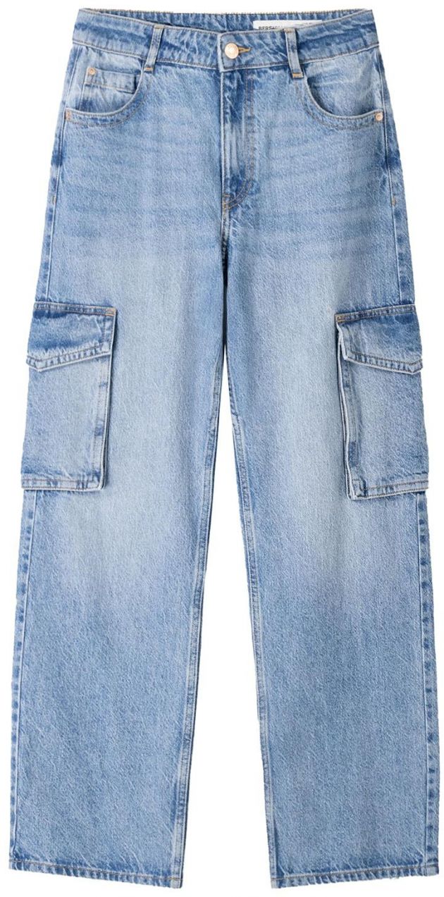 Bershka Rifľové kapsáče  modrá denim