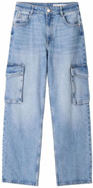 Bershka Rifľové kapsáče  modrá denim