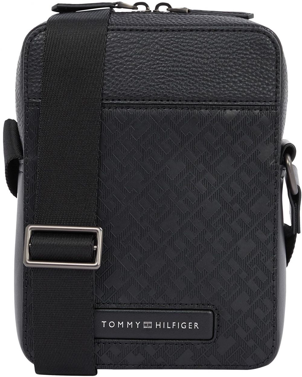 TOMMY HILFIGER Taška cez rameno  čierna / strieborná